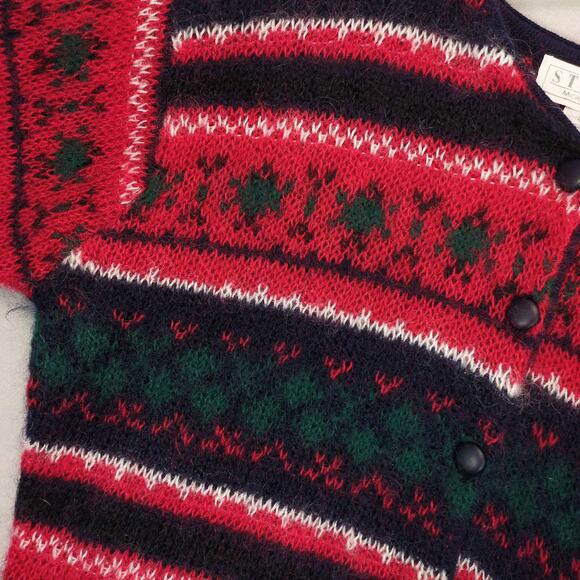 Vtg Studio Michelle Stuart Women's M Mohair Wool Cardigan Sweater Winter Holiday - Picture 3 of 5